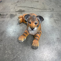 Laying Bengal Tiger Cub Life Size Statue