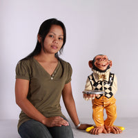 Small Monkey Butler Life Size Statue