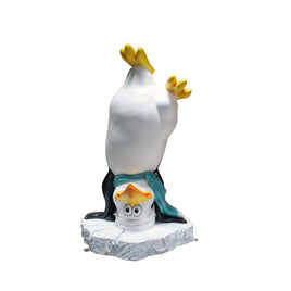 Comic Upside Down Penguin Statue