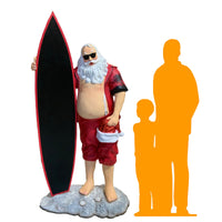 Santa Claus With Surfboard Life Size Christmas Statue - LM Treasures 