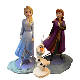 Frozen II Anna, Elsa, and Olaf Set of 3 Life Size Pre-Owned Statues