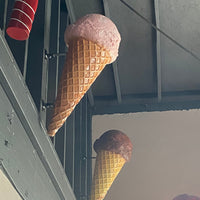 Hanging One Scoop Strawberry Ice Cream Over Sized Statue