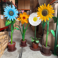 Large Daisy In Pot Over Sized Flower Statue