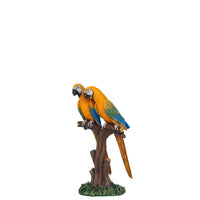 Yellow Macaw Lover Parrots On Branch Life Size Statue