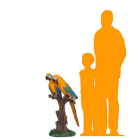 Yellow Macaw Lover Parrots On Branch Life Size Statue