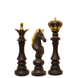 Black Chess Pieces Set of 3 Life Size Statues