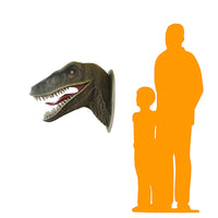 Green Velociraptor Dinosaur Head Life Size Statue