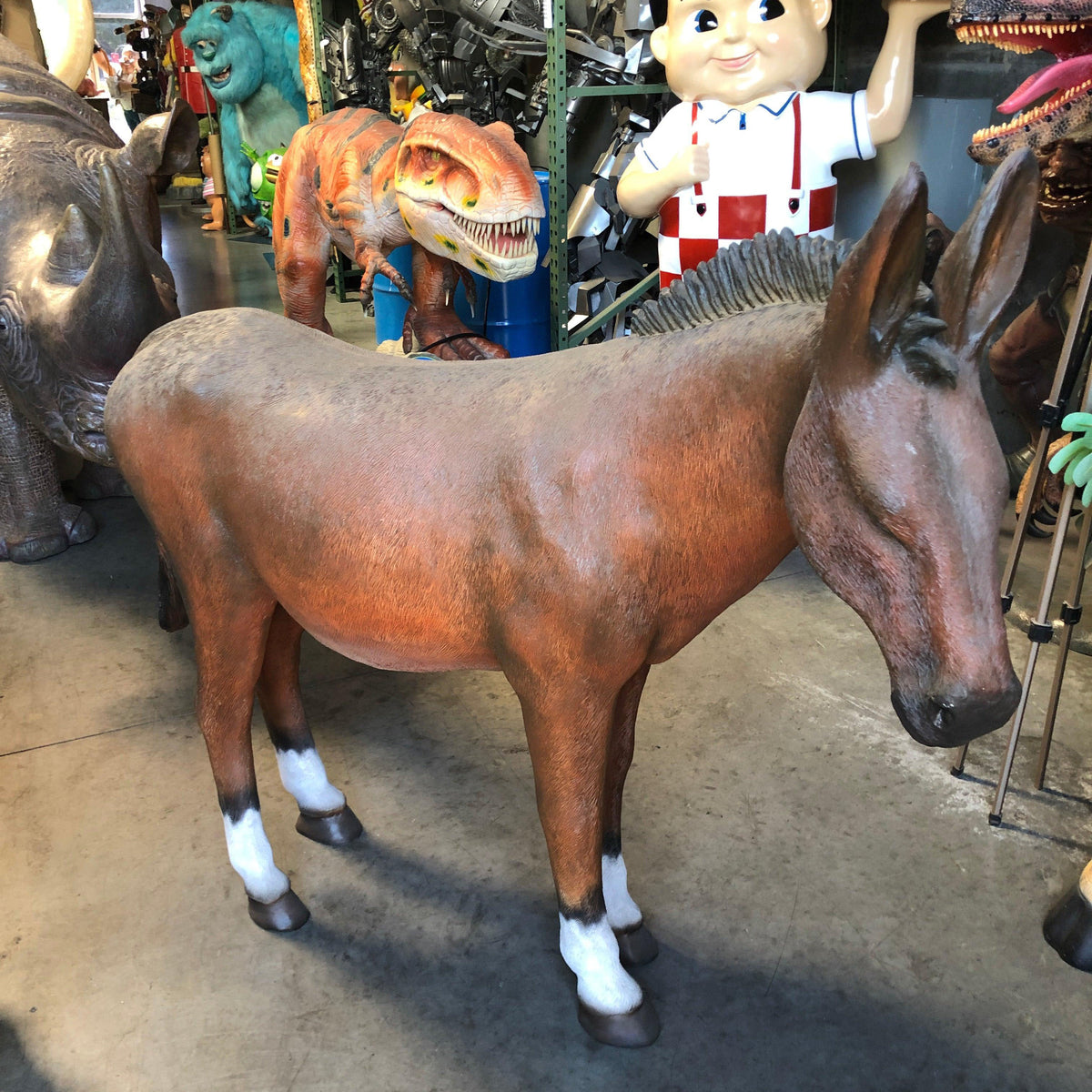 Brown Donkey Life Size Statue | LM Treasures