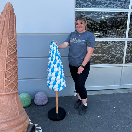 Small Striped Blue Cone Lollipop Over Sized Statue - LM Treasures 