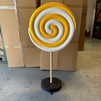 Small Yellow Twirl Lollipop Over Sized Statue