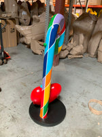 Rainbow Swirl Candy Cane With Heart Over Sized Statue