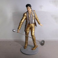 Singer Elvis In Gold Life Size Statue