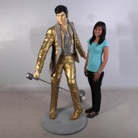 Singer Elvis In Gold Life Size Statue