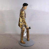 Singer Elvis In Gold Life Size Statue