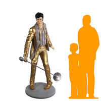 Singer Elvis In Gold Life Size Statue