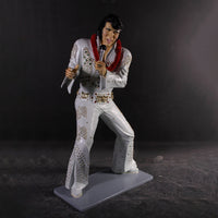 Singer Elvis In White Standing Life Size Statue