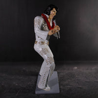 Singer Elvis In White Standing Life Size Statue