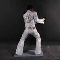 Singer Elvis In White Standing Life Size Statue