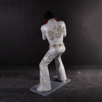 Singer Elvis In White Standing Life Size Statue