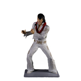 Singer Elvis In White Standing Life Size Statue