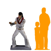 Singer Elvis In White Standing Life Size Statue