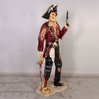 Pirate Skeleton with Gun Life Size Statue