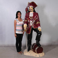 Pirate Captain Morgan With Barrel Life Size Statue