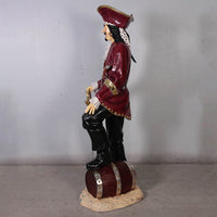 Pirate Captain Morgan With Barrel Life Size Statue