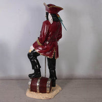 Pirate Captain Morgan With Barrel Life Size Statue