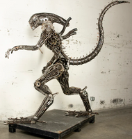 Alien Inspired Recycled Metal Art Sculpture