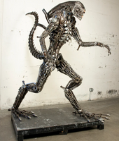 Alien Inspired Recycled Metal Art Sculpture