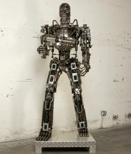 Terminator Inspired Recycled Metal Art Sculpture