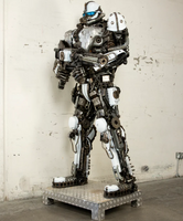 Black Storm Trooper Inspired Recycled Metal Art Sculpture