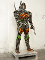 Mandalorian Inspired Recycled Metal Art Sculpture