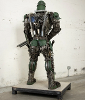 Army Storm Trooper Inspired Recycled Metal Art Sculpture