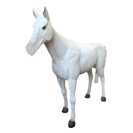 White Horse Standing Life Size Statue