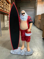 Santa Claus With Surfboard Life Size Christmas Statue - LM Treasures 